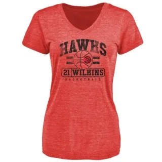 Women's Atlanta Hawks Dominique Wilkins Red Baseline T-Shirt
